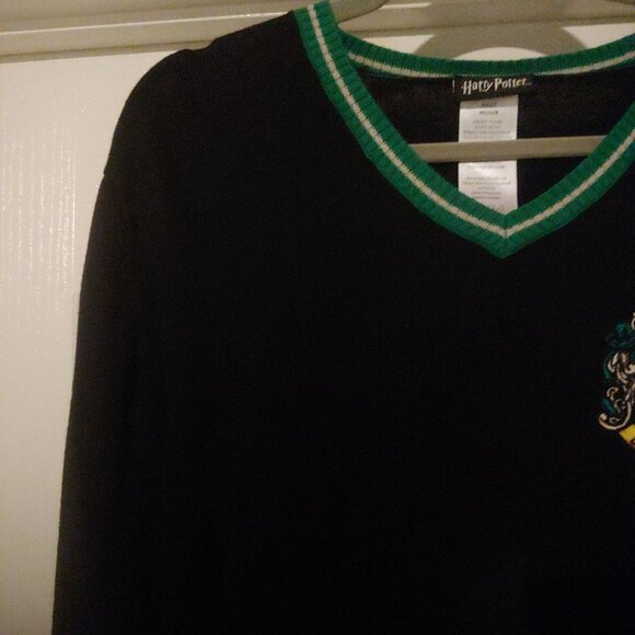 Harry Potter Slytherin Black L-Sleeve Patch Womens V-Neck Pullover M - Picture 3 of 8